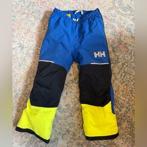 Boys Size 5 Helly Hansen Pull On Blue/Yellow Ski Snow Pants Waterproof EUC